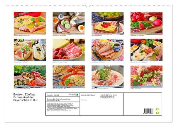 Produktbild: Brotzeit. Z&uuml;nftige Schmankerl der bayerischen Kultur (Wandkalender 2026 DIN A2 quer), CALVENDO Monatskalender