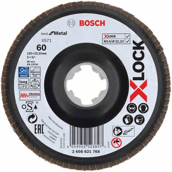 Bosch Accessories 2608621768 X-LOCK Fächerschleifscheibe Durchmesser 125mm 1St.