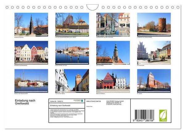 Produktbild: Einladung nach Greifswald (Wandkalender 2026 DIN A4 quer), CALVENDO Monatskalender