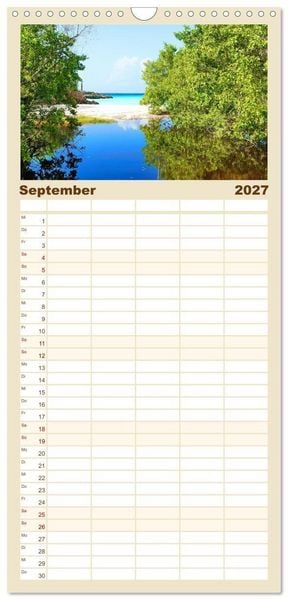 Produktbild: Familienplaner 2027 - Die sch&ouml;nsten Str&auml;nde Karibik mit 5 Spalten (Wandkalender, 21 x 45 cm) CALVENDO