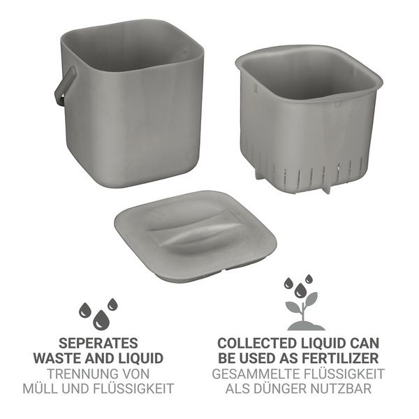 Produktbild: Abfallsammler Mod. Conny, grau, Kunststoff, 3L, 18x18x19 cm, herausnehmbares Sieb,
