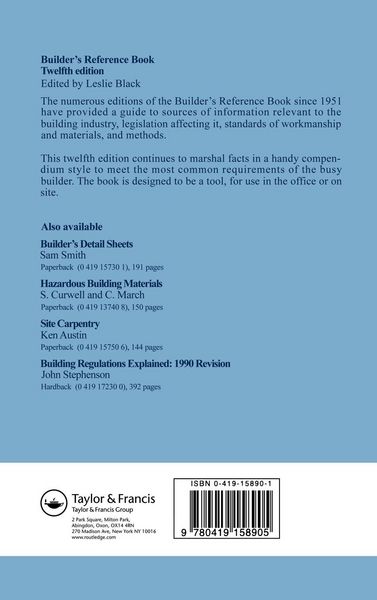 Produktbild: Builder's Reference Book