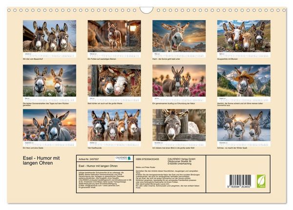Produktbild: Esel - Humor mit langen Ohren (Wandkalender 2027 DIN A3 quer), CALVENDO Monatskalender