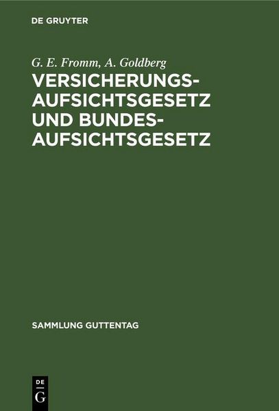 Produktbild: Versicherungsaufsichtsgesetz und Bundesaufsichtsgesetz