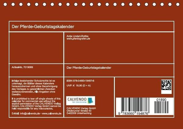 Produktbild: Der Pferde-Geburtstagskalender (Tischkalender immerw&auml;hrend DIN A5 quer)