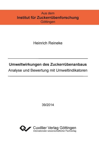 Produktbild: Umweltwirkungen des Zuckerrübenanbaus
