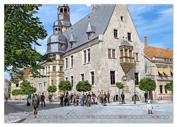 Produktbild: Aschersleben zur Kaiserzeit in Farbe &ndash; Kolorierte Schwarzwei&szlig;fotografien (hochwertiger Premium Wandkalender 2026 DIN A2 quer), Kunstdruck in Hochglanz