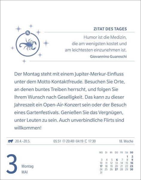Produktbild: Skorpion Sternzeichenkalender 2027 - Tagesabrei&szlig;kalender - Ihr Horoskop f&uuml;r jeden Tag