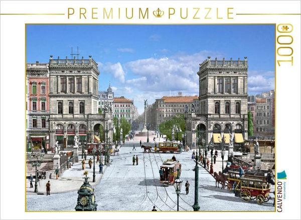 CALVENDO Puzzle Berlin - Blick auf den Belle-Alliance-Platz (heute Mehringplatz) um 1899-1905 | 1000 Teile Lege-Größe 64x48cm Foto-Puzzle für glückliche Stunden