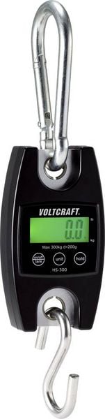 Produktbild: VOLTCRAFT HS-300 H&auml;ngewaage HS-300 W&auml;gebereich (max.) 300 kg Ablesbarkeit 200 g batteriebetrieben Schwarz