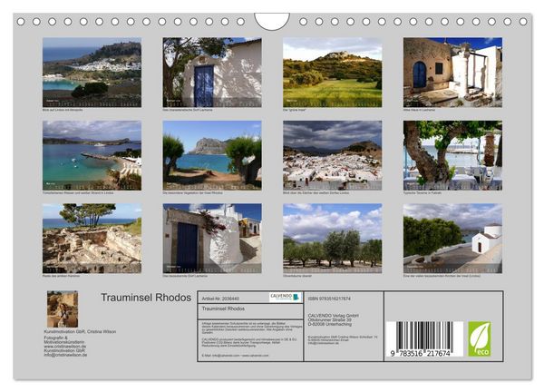 Produktbild: Trauminsel Rhodos (Wandkalender 2026 DIN A4 quer), CALVENDO Monatskalender