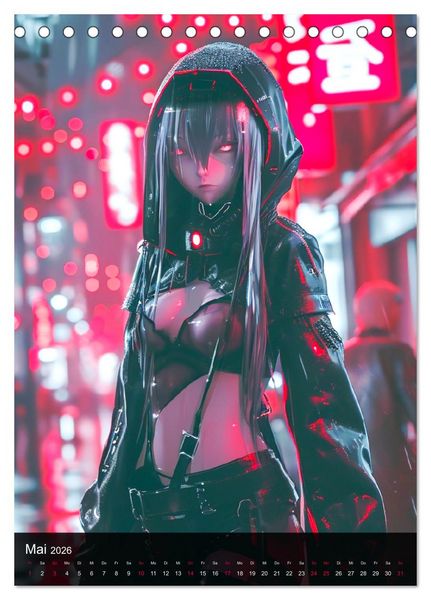 Produktbild: Manga-Comics. Cyberpunk Anime. Science Fiction Girls (Tischkalender 2026 DIN A5 hoch), CALVENDO Monatskalender