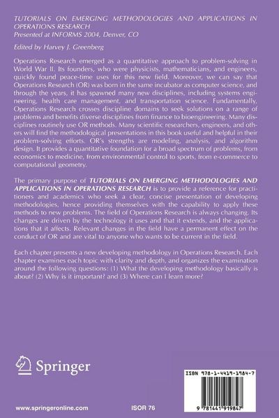 Produktbild: Tutorials on Emerging Methodologies and Applications in Operations Research
