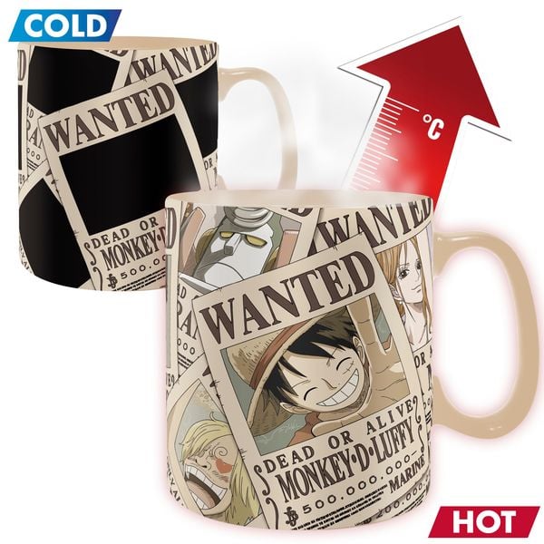 ONE PIECE - Mug Heat Change - 460 ml - Wanted - cardboard box