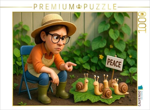 CALVENDO Puzzle Deutliche Ansprache an die Schnecken im Garten | 1000 Teile Lege-Größe 64x48cm Foto-Puzzle für glückliche Stunden