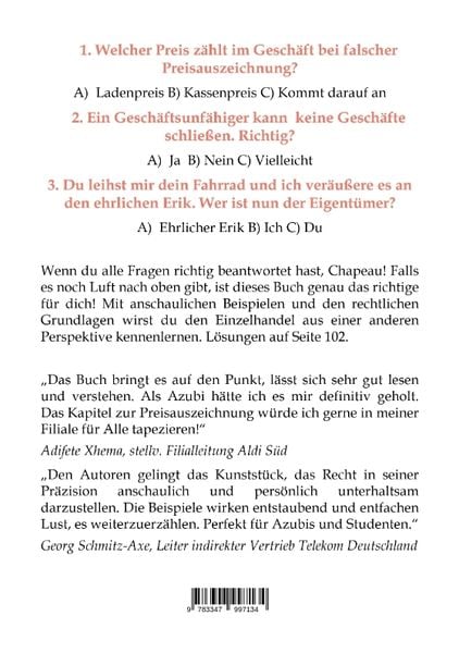Produktbild: Basics im Einzelhandel: Die wichtigsten Rechtsgrundlagen, mit vielen allt&auml;glichen Beispielen.