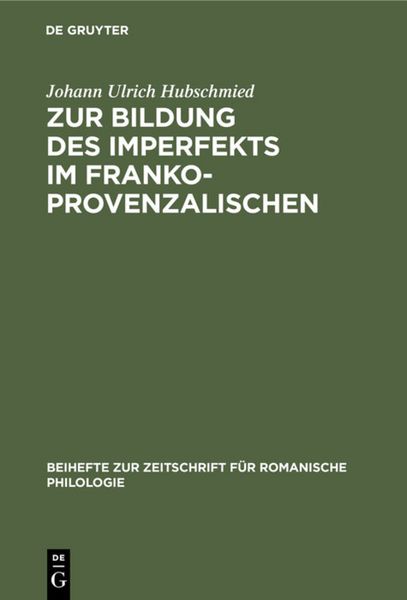 Produktbild: Zur Bildung des Imperfekts im Frankoprovenzalischen