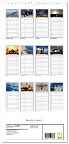 Produktbild: Familienplaner 2026 - Kampfjets &bull; U.S. Aircraft mit 5 Spalten (Wandkalender, 21 x 45 cm) CALVENDO