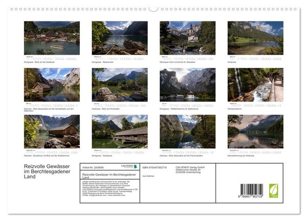 Produktbild: Reizvolle Gew&auml;sser im Berchtesgadener Land (hochwertiger Premium Wandkalender 2026 DIN A2 quer), Kunstdruck in Hochglanz