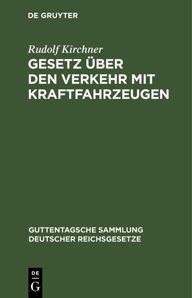 Produktbild: Gesetz &uuml;ber den Verkehr mit Kraftfahrzeugen