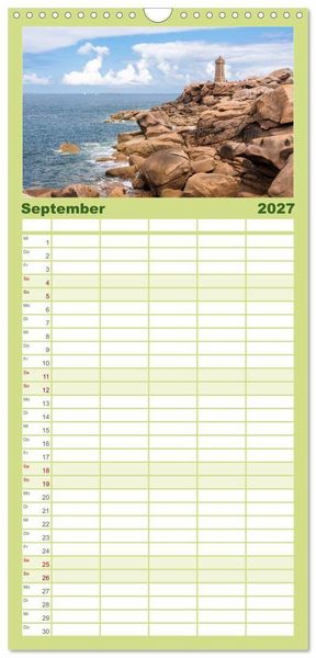 Produktbild: Familienplaner 2027 - Steilk&uuml;sten Europas mit 5 Spalten (Wandkalender, 21 x 45 cm) CALVENDO