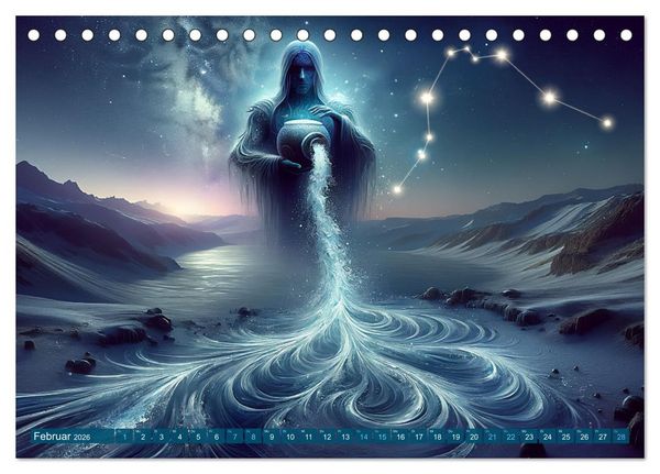 Produktbild: Kosmische Sinfonie: Der Tanz der Sternzeichen (Tischkalender 2026 DIN A5 quer), CALVENDO Monatskalender