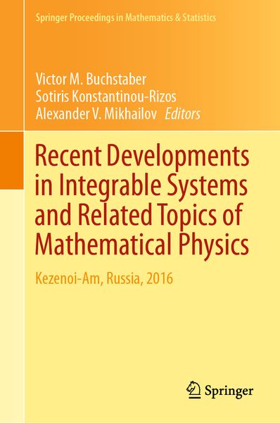Produktbild: Recent Developments in Integrable Systems and Related Topics of Mathematical Physics