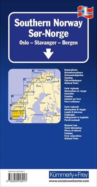 Produktbild: Regional-Strassenkarte 1 S&uuml;d-Norwegen 1:335.000