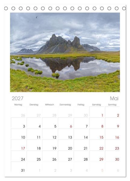 Produktbild: Tischplaner 2027 - Naturwunder in Island (A5 Tischkalender zum Aufstellen) CALVENDO