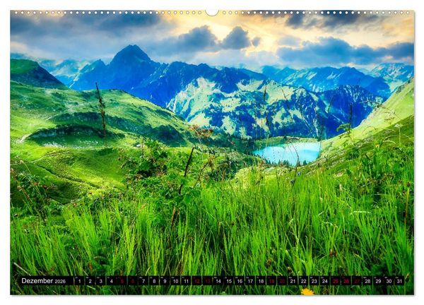Produktbild: Oberstdorfer Bergwelt (hochwertiger Premium Wandkalender 2026 DIN A2 quer), Kunstdruck in Hochglanz
