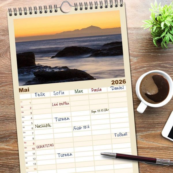 Produktbild: Familienplaner 2026 - Gran Canaria - Extrabreite Landschaften mit 5 Spalten (Wandkalender, 21 x 45 cm) CALVENDO