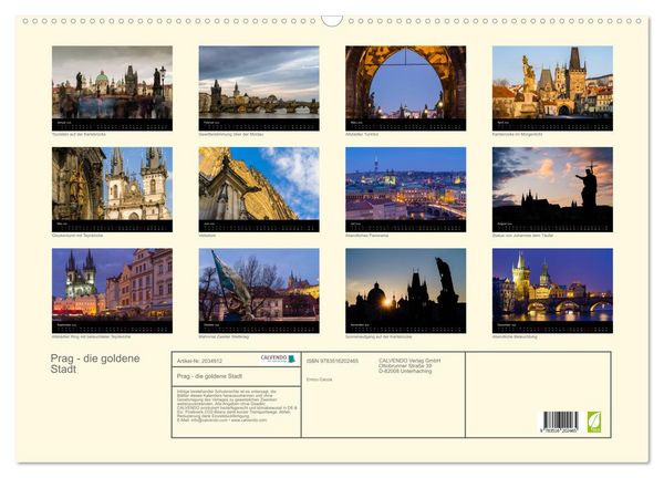 Produktbild: Prag - die goldene Stadt (Wandkalender 2026 DIN A2 quer), CALVENDO Monatskalender