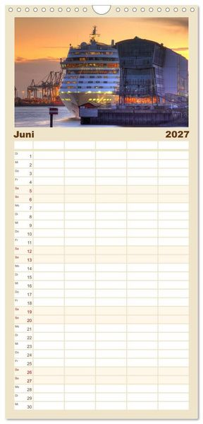 Produktbild: Familienplaner 2027 - Hamburg mit 5 Spalten (Wandkalender, 21 x 45 cm) CALVENDO