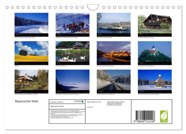 Produktbild: Bayerischer Wald (Wandkalender 2026 DIN A4 quer), CALVENDO Monatskalender