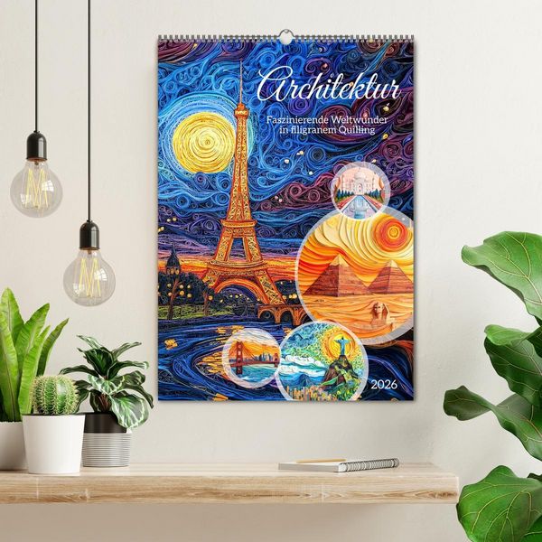 Produktbild: Architektur - Faszinierende Weltwunder in filigranem Quilling (Wandkalender 2026 DIN A2 hoch), CALVENDO Monatskalender