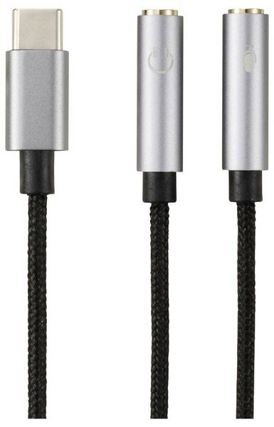 Produktbild: Renkforce USB-C&reg;, Audio Adapterkabel [1x USB-C&reg; Stecker - 2x 3.5 mm-Buchse] 20cm