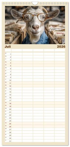 Produktbild: Familienplaner 2026 - Die Chaos GmbH - Tierisch faule Kollegen mit 5 Spalten (Wandkalender, 21 x 45 cm) CALVENDO