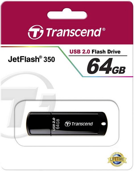Produktbild: Transcend JetFlash&reg; 350 USB-Stick 64 GB Schwarz TS64GJF350 USB 2.0