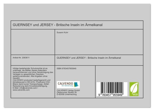 Produktbild: GUERNSEY und JERSEY - Britische Inseln im &Auml;rmelkanal (Tischkalender 2026 DIN A5 quer), CALVENDO Monatskalender
