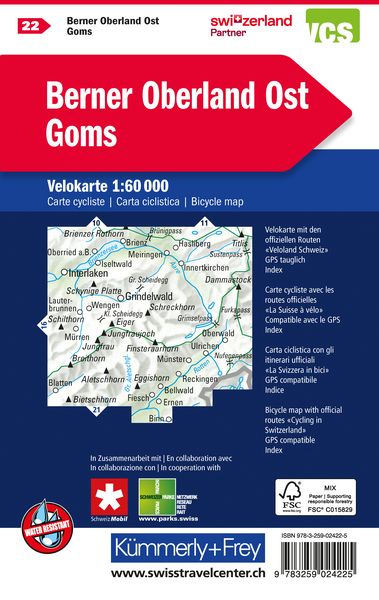 Produktbild: Radwanderkarte Berner Oberland Ost - Goms mit Ortsindex (22)