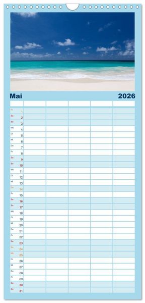 Produktbild: Familienplaner 2026 - Traumstr&auml;nde in der Karibik mit 5 Spalten (Wandkalender, 21 x 45 cm) CALVENDO