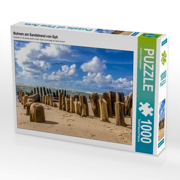 Produktbild: CALVENDO Puzzle Buhnen am Sandstrand von Sylt | 1000 Teile Lege-Gr&ouml;&szlig;e 64x48cm Foto-Puzzle f&uuml;r gl&uuml;ckliche Stunden
