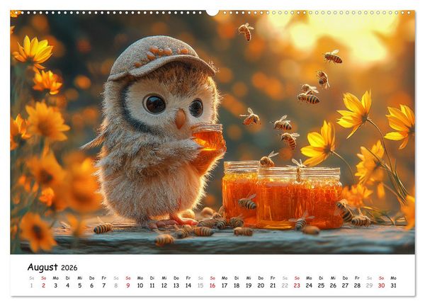 Produktbild: Eulen im Wald - Die geheimen Jobs und Aufgaben (Wandkalender 2026 DIN A2 quer), CALVENDO Monatskalender