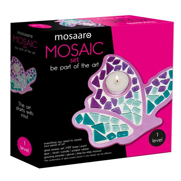 Produktbild: Kreativ-Set Mosaaro Glasmosaik Kerzenhalter. Schmetterling MA1004