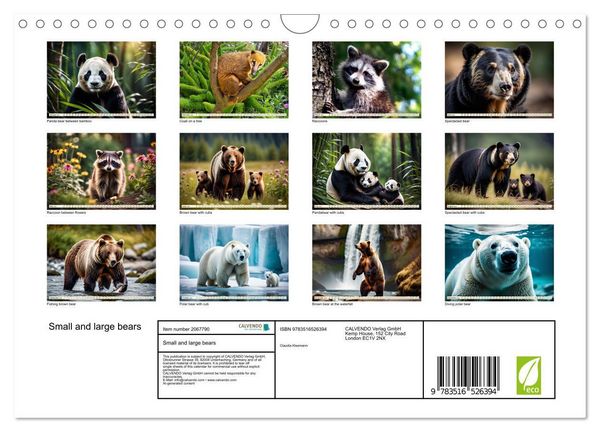 Produktbild: Small and large bears (Wall Calendar 2026 DIN A4 landscape), CALVENDO 12 Month Wall Calendar