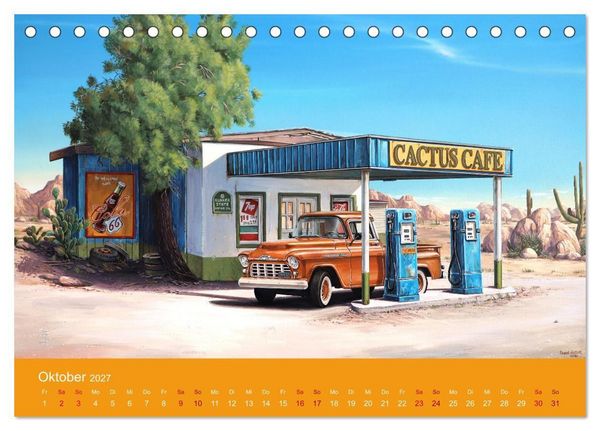 Produktbild: Route US 66 Momente Gem&auml;lde von Georg Huber (Tischkalender 2027 DIN A5 quer), CALVENDO Monatskalender