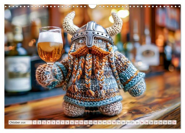 Produktbild: Zauberhafte Wikinger - Nordische Mythologie aus H&auml;kel- und Strickwolle (Wandkalender 2026 DIN A3 quer), CALVENDO Monatskalender