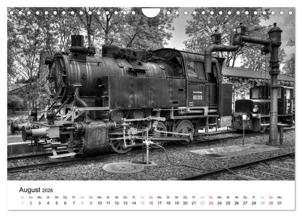 Produktbild: Unter Dampf - Eisenbahnromantik in schwarz-wei&szlig; (Wandkalender 2026 DIN A4 quer), CALVENDO Monatskalender