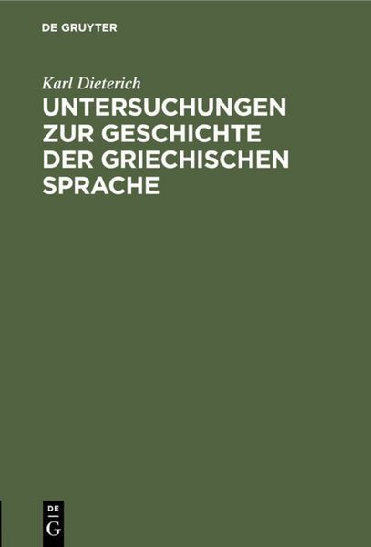 Produktbild: Untersuchungen zur Geschichte der griechischen Sprache