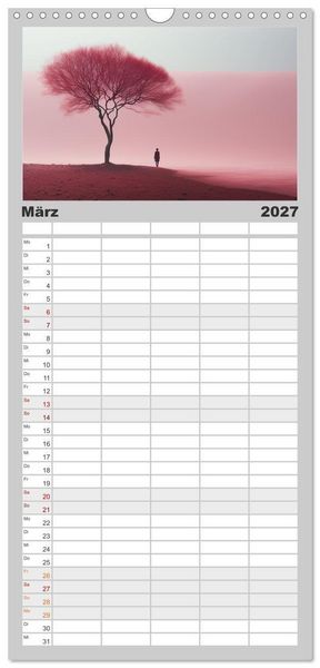Produktbild: Familienplaner 2027 - Surrealer Minimalismus mit 5 Spalten (Wandkalender, 21 x 45 cm) CALVENDO